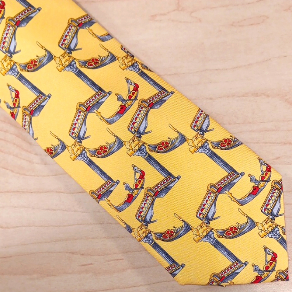 Venezia Yellow Gondola Pattern *PRINT* Tie